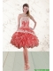 2015 Cute Sweetheart Short Hot Pink Prom Dresses with Ruffls and Beading