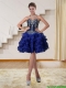 2015 Navy Blue Sweetheart Short Dama Dresses with Beading and Embroidery