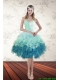 2015 Pretty Multi Color Sweetheart Ruffled Prom Dresses with Beading