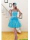 2015 Pretty Sweetheart Beaded Aqua Blue Dama Dresses with Beading