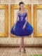 2015 Royal Blue Sweetheart Puffy Christmas Party Dresses with Beading and Ruffles