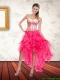 Beautiful Hot Pink Sweetheart Sequins High Low Christmas Party Dresses with Beading