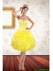 Beautiful Sweetheart Beaded and Ruffled Yellow Prom Dresses for 2015 Spring