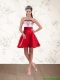 Cheap Strapless White And Wine Red Dama Dresses with Embroidery