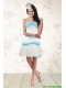Cheap White and Baby Blue Strapless Dama Dresses for 2015