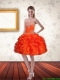 Gorgeous Sweetheart Orange Dama Dresses with Ruffles and Beading