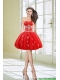 Hot Sale Ball Gown Sweetheart Appliques Red Prom Dresses for 2015