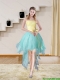 Multi Color Strapless High Low 2015 Cheap Dama Dresses with Bowknot