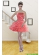 Ruffled Watermelon Red Strapless 2015 Christmas Party Dresses with Beading