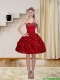 2015 Ball Gown Red Strapless Junior Dresses with Embroidery