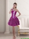 2015 Cheap Fuchsia Strapless Prom Dresses with Ruffled Layers and Beading
