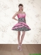 2015 Pink Beaded Zebra Printed Strapless Short Junior Dresses with Ruffles and Pick Ups