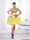 2015 Puffy Strapless Yellow Junior Dresses with Beading and Ruffles