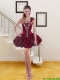 2015 Sexy Spring Wine Red One Shoulder Prom Gown with Beading