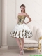 Cheap Leopard Printed Ruffles White Strapless Puffy Prom Dresses
