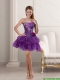 Cheap Purple Strapless 2015 Prom Dresses with Beading and Ruffles