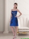 Cheap Spaghetti Straps Embroidery and Ruching Prom Dress in Royal Blue