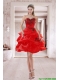 Cheap Sweetheart Red 2015 Prom Dresses with Embroidery and Ruffles
