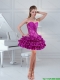 Fuchsia Cheap Short Sweetheart Ruffled Layers Beading Prom Dresses
