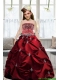 Adorable 2015 Strapless Wine Red Embroidery Little Girl Pageant Dresses