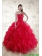 Classical Red 2015 Quince Dresses with Ruffles and Beading