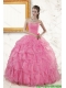2015 Best Baby Pink Beading and Ruffles Quinceanera Dresses
