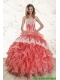 2015 Best Strapless Quinceanera Dresses in Watermelon