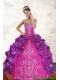 2015 Best Sweep Train Multi Color Quince Dresses with Embroidery