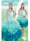 2015 Classical Sweetheart Multi Color Quince Dresses with Beading and Ruffles