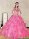 2015 Wonderful Pink Quince Dresses with Beading and Ruffles