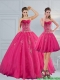 Best Sweetheart Hot Pink Quinceanera Dress with Appliques and Beading
