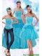 Classical Teal Quince Dresses with Embroidery and Pick Ups