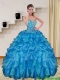 Popular Beading and Ruffles Baby Blue Sweet 15 Dresses for 2015