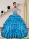 Popular Beading and Ruffles Baby Blue Sweet 15 Dresses for 2015