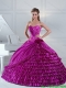2015 Classical Fuchsia Quince Dress with Beading and Ruffled Layers