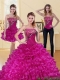2015 Detachable and Perfect Fuchsia Quinceanera Dress with Beading and Ruffled Layers