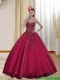 2015 Elegant Burgundy Quinceanera Dresses with Appliques