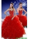 2015 Elegant Red Sweet 15 Dresses with Beading and Ruffles