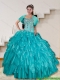 2015 Elegant Turquoise Sweet 16 Dresses with Beading and Ruffles