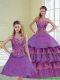 2015 Most Popular Purple Cheap Quince Dress with Beading and Ruffled Layers 2015 Most Popular Purple Cheap Quince Dress with Beading and Ruffled Layers
