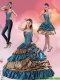2015 Perfect Teal and Brown Sweetheart Sweet 15 Dress with Beading and Ruffled Layers