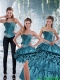 2015 Perfect Teal Sweet 16 Dresses with Ruffled Layers and Beading