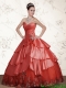 2015 Perfect Watermelon Sweetheart Quinceanera Dresses with Beading