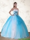 2015 Pretty Multi Color Strapless 15th Birthday Quinceanera Dress with Embroidery and Beading