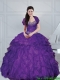 Cheap 2015 Gorgeous Eggplant Purple Dresses for Quince with Beading and Ruffled Layers