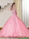 Cheap Baby Pink 2015 Sweetheart Quince Dresses with Beading and Appliques