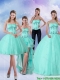Cheap Pretty Apple Green Sweetheart 2015 Quinceanera Dress with Appliques and Beading