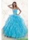 Elegant Baby Blue 2015 Prefect Sweet 16 Dresses with Beading and Ruffles