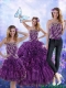 Elegant Purple Strapless Quince Dresses with Appliques and Ruffles for 2015
