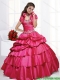 Elegant Red Quinceanera Dresses with Appliques and Pick-ups for 2015